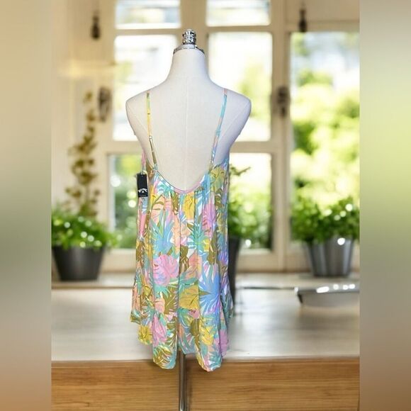 Billabong Women’s Sunny Daze Mini Dress Pink/Peach Floral Dress Size M - Picture 8 of 12